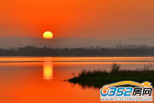 文瀛湖日出景象美輪美奐
