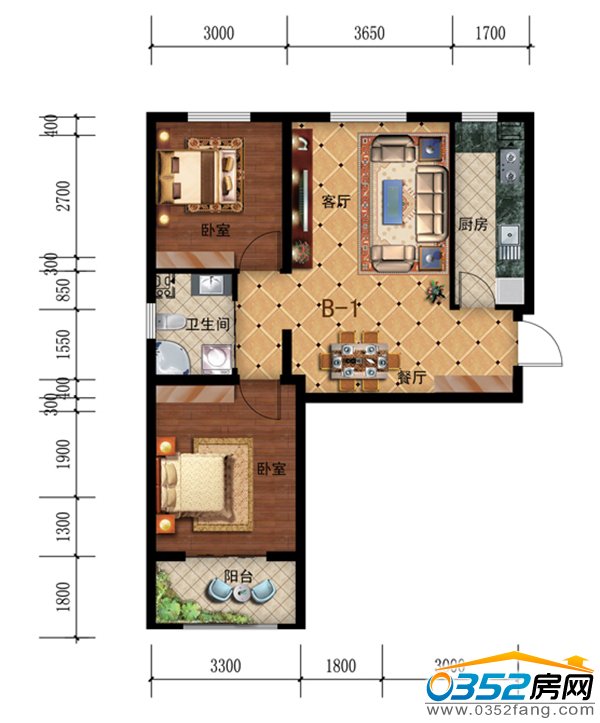 奕城名都88.6平米南北通透精品兩居室