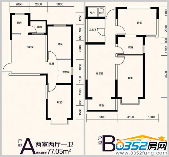 美好新里程77㎡、89㎡戶型圖