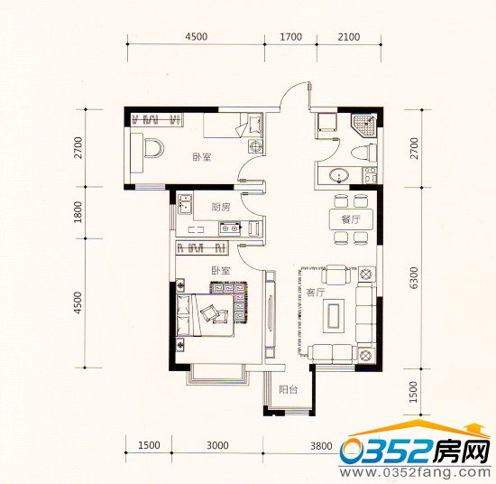 中央美域85.05㎡戶型圖