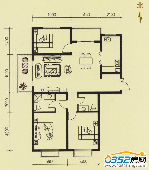 碧水云天·御河灣137.88平米景觀房戶型圖