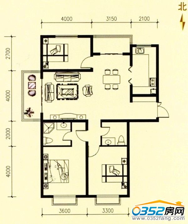 碧水云天·御河灣140.11平米景觀房戶型圖